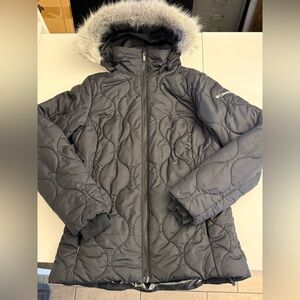 Columbia Women's Black Quilted Omni Heat Waterproof Jacket with Faux Fur Size XS